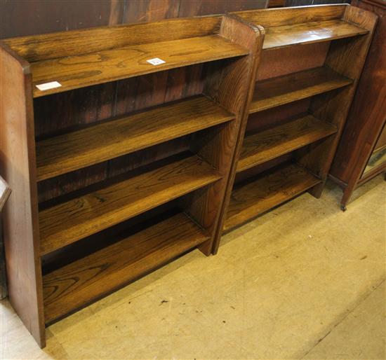 Pair oak open bookcases